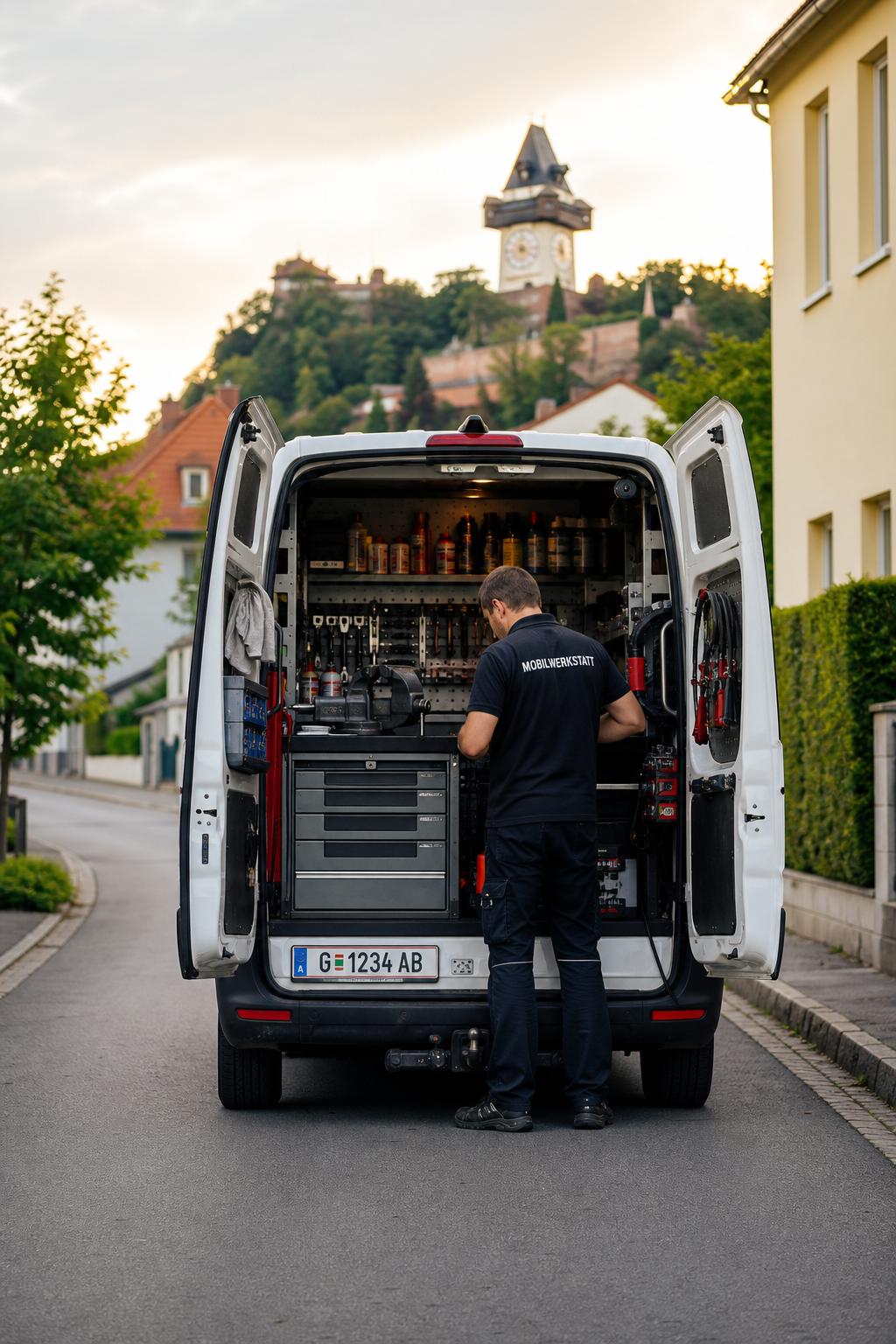 Mobile KFZ-Werkstatt von CHR-Service im Einsatz vor Ort